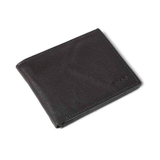 Voltro Mens Full-Grain Leather Wallet with Zip Pocket