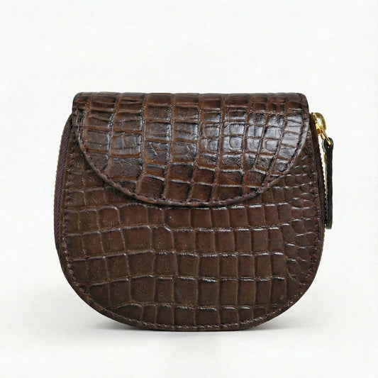 Zyra Women Zip Around Leather Wallet Main Dark Walnut