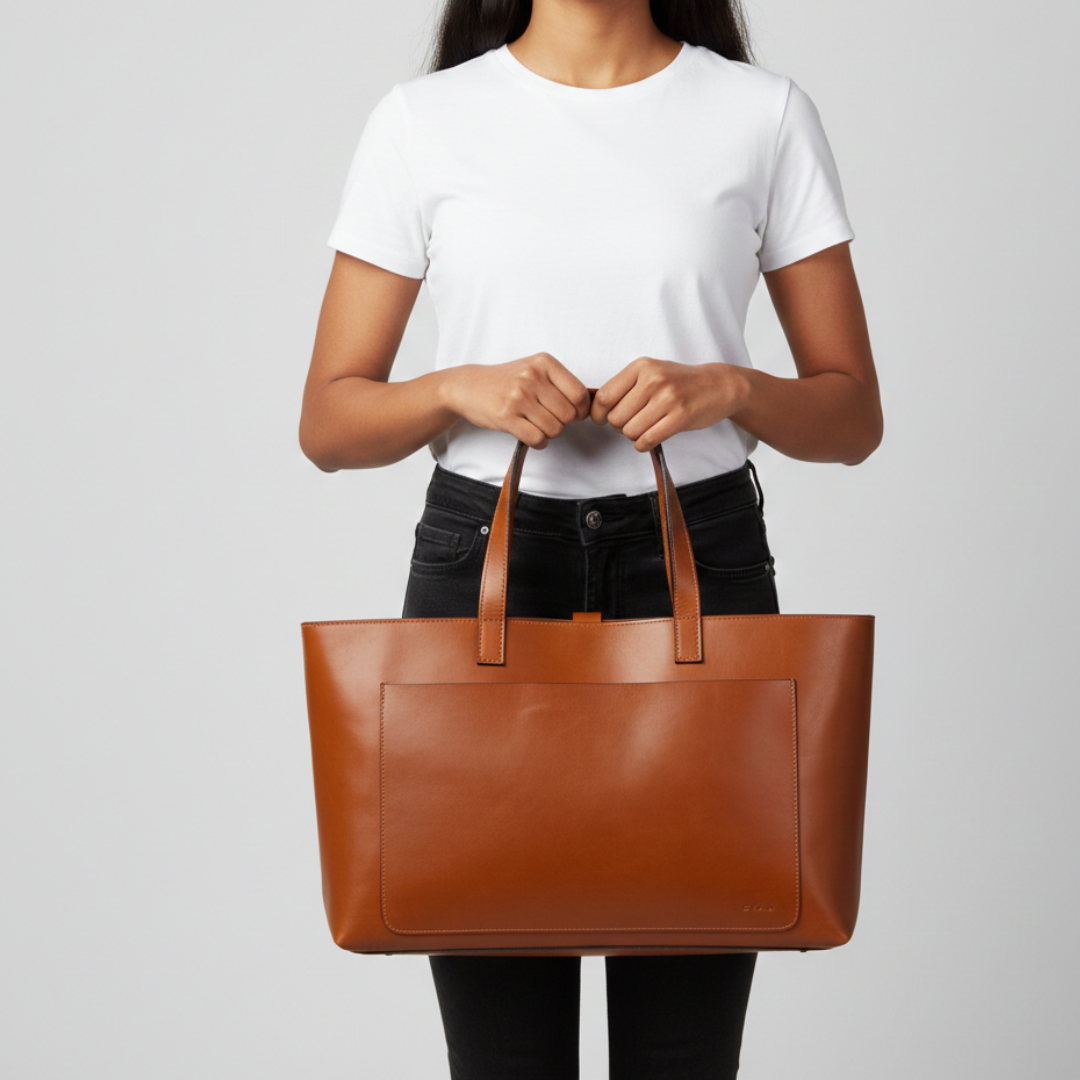 Nysa XL Full Grain Leather Everyday Tote Bag