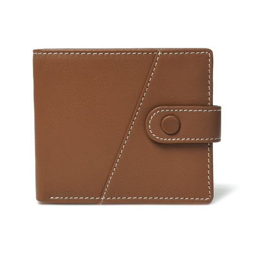 STAN Trovane Mens Bifold Leather Wallet Front Saddle Tan