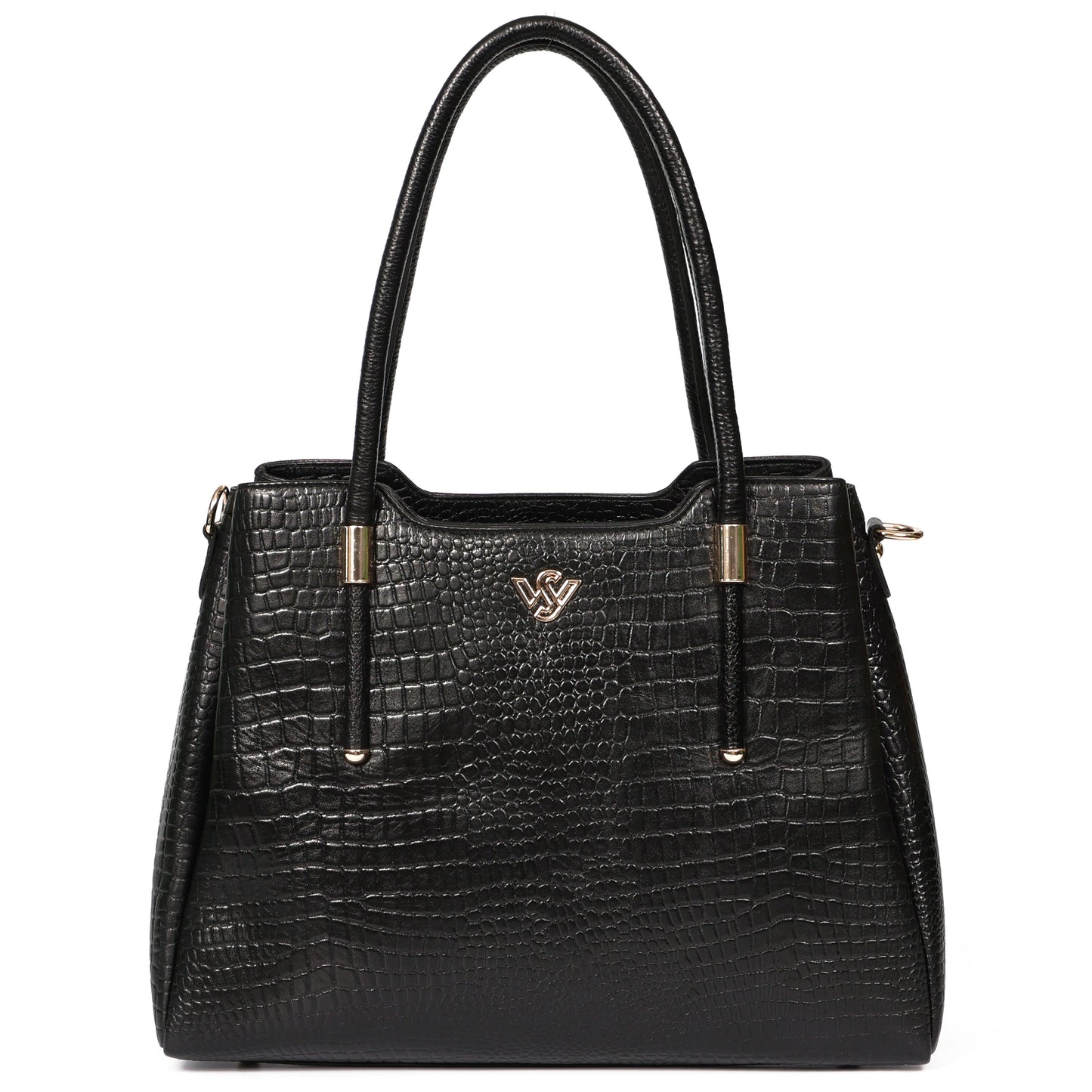 Aveline Dual Handle Croc-Pebble Leather Bag