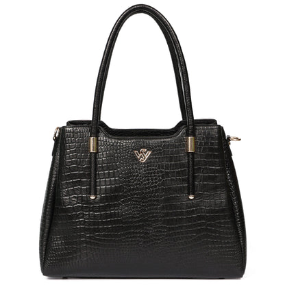 Aveline Dual Handle Croc-Pebble Leather Bag