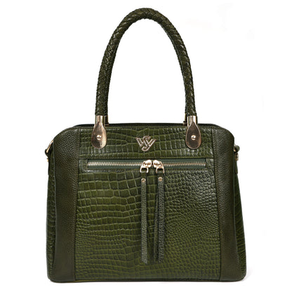 Savina Croco-Pebble Leather Handbag