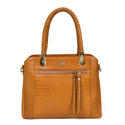 Savina Croco-Pebble Leather Handbag