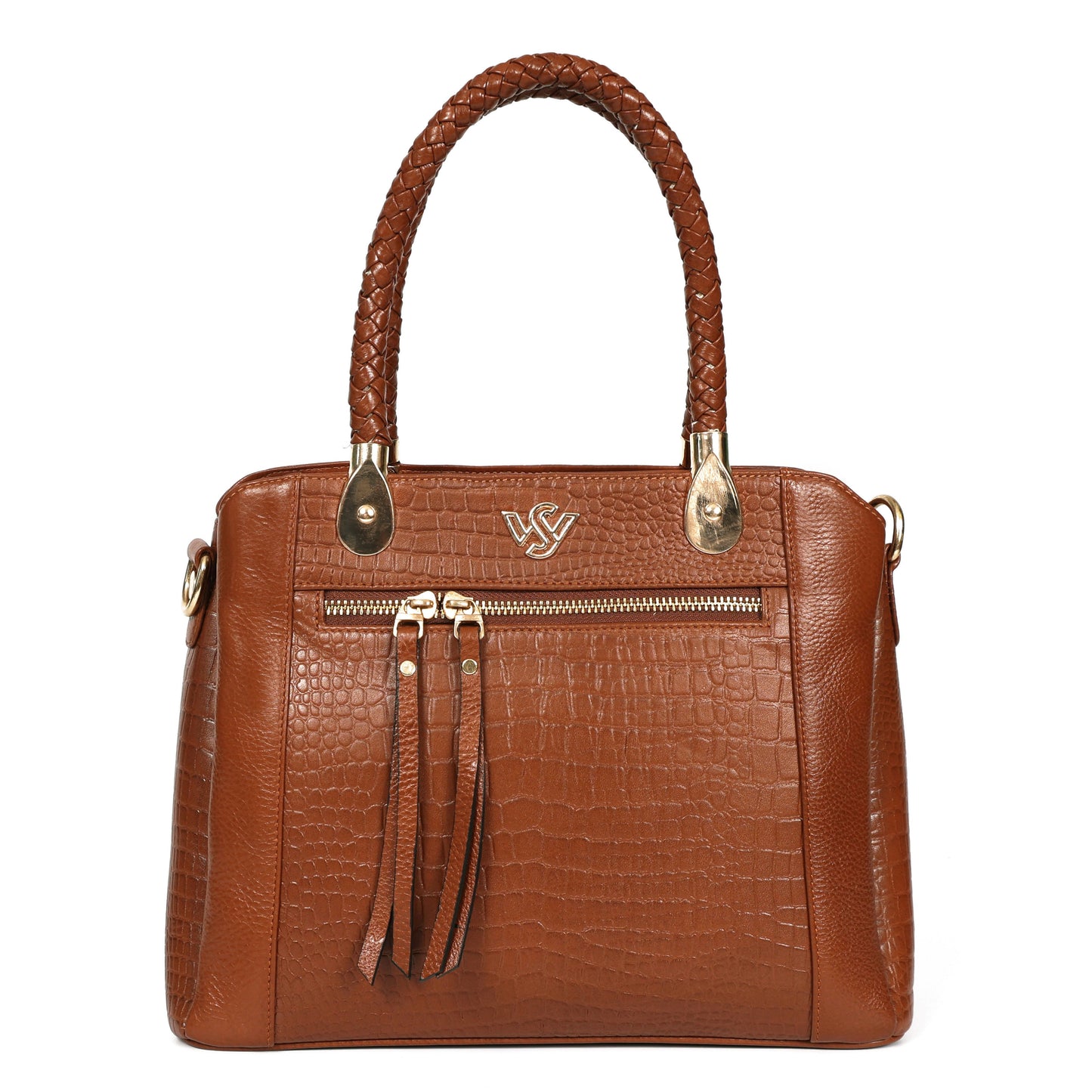 Savina Croco-Pebble Leather Handbag