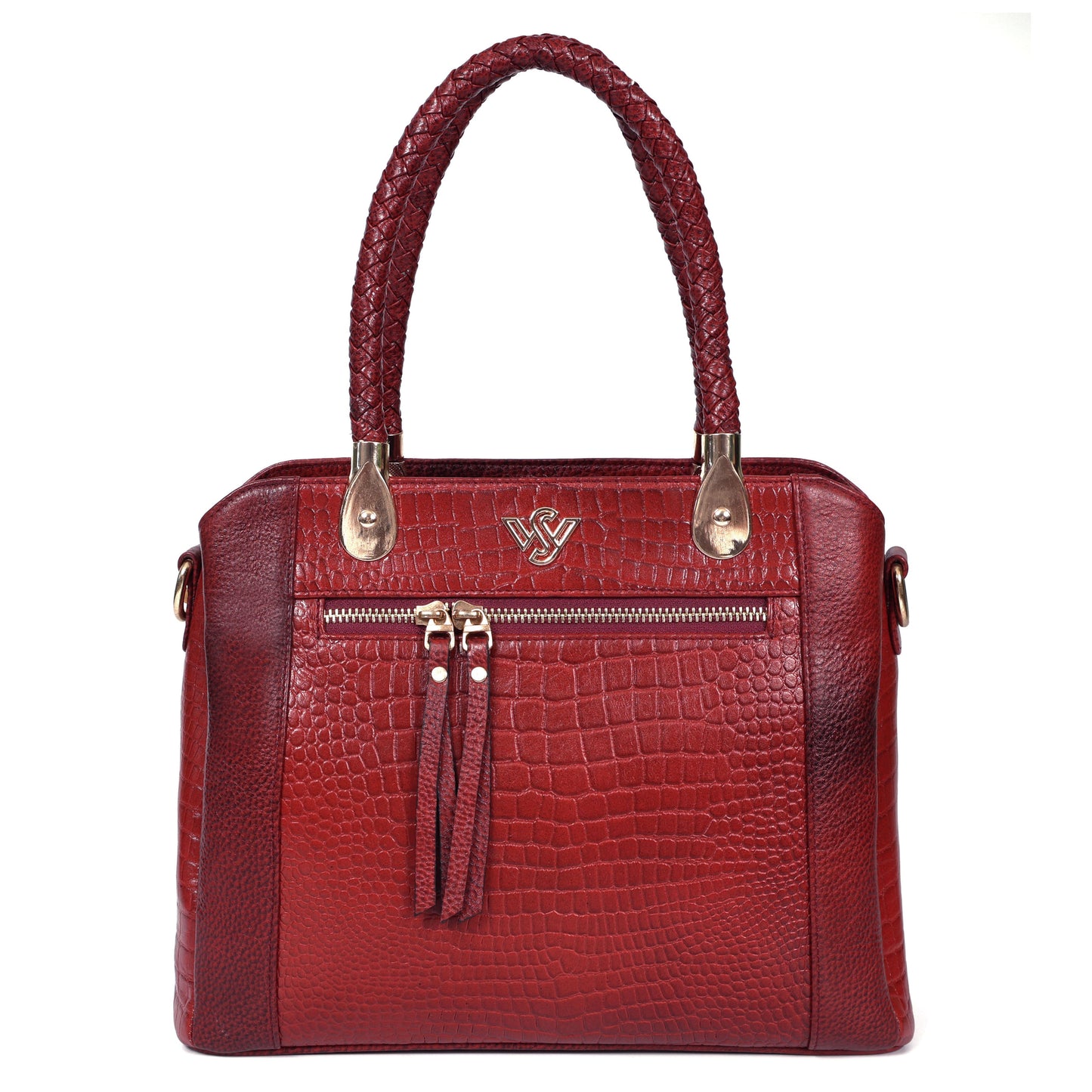 Savina Croco-Pebble Leather Handbag