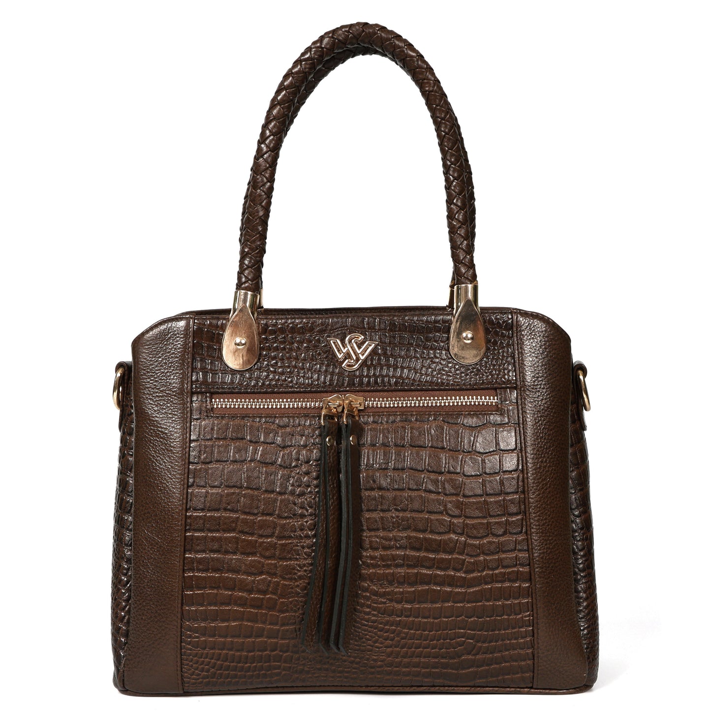 Savina Croco-Pebble Leather Handbag