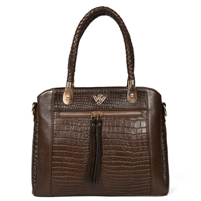 Savina Croco-Pebble Leather Handbag