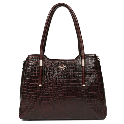 Aveline Dual Handle Croc-Pebble Leather Bag