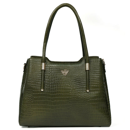 Aveline Dual Handle Croc-Pebble Leather Bag