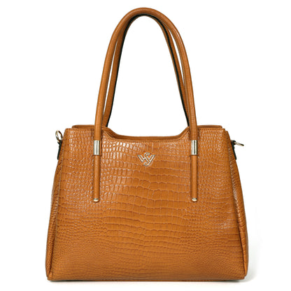 Aveline Dual Handle Croc-Pebble Leather Bag