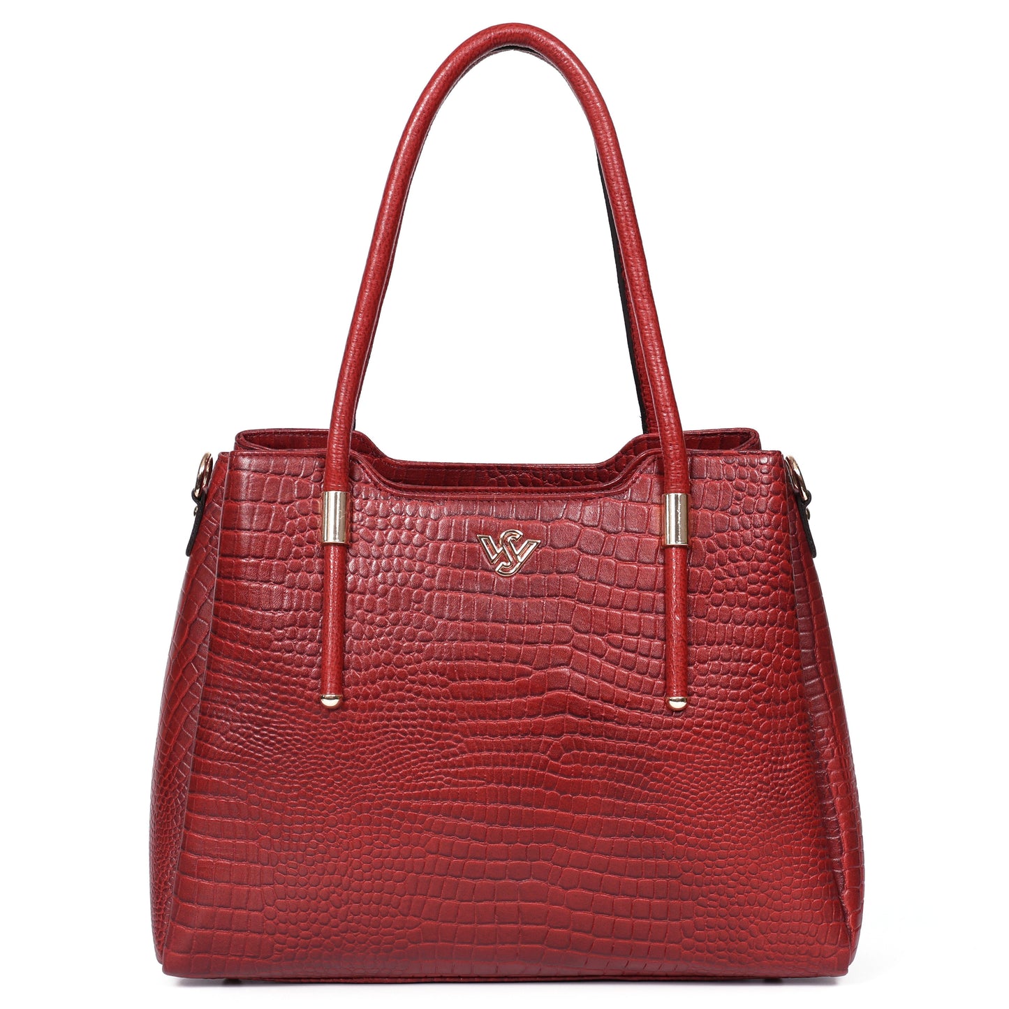 Aveline Dual Handle Croc-Pebble Leather Bag