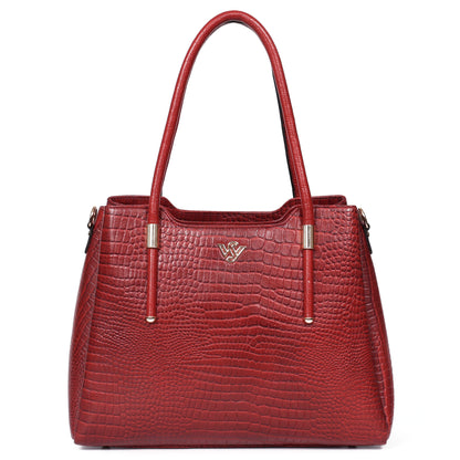 Aveline Dual Handle Croc-Pebble Leather Bag