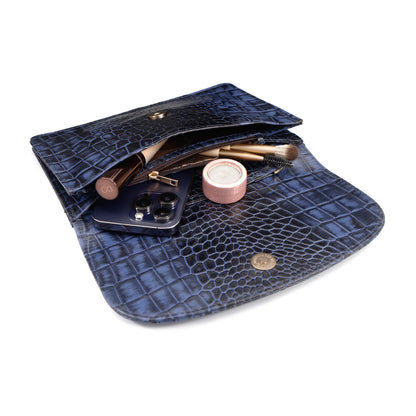 Isabella Elite Evening Clutch-cum-Sling Convertible Bag Flat Lay Open Steel Blue
