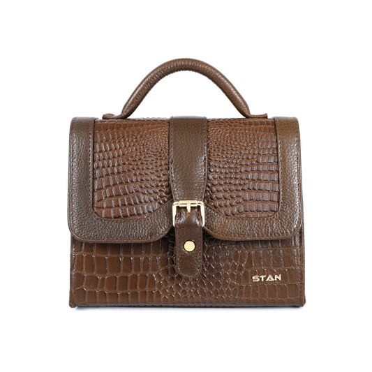 Jasmin Croco Leather Satchel Handbag