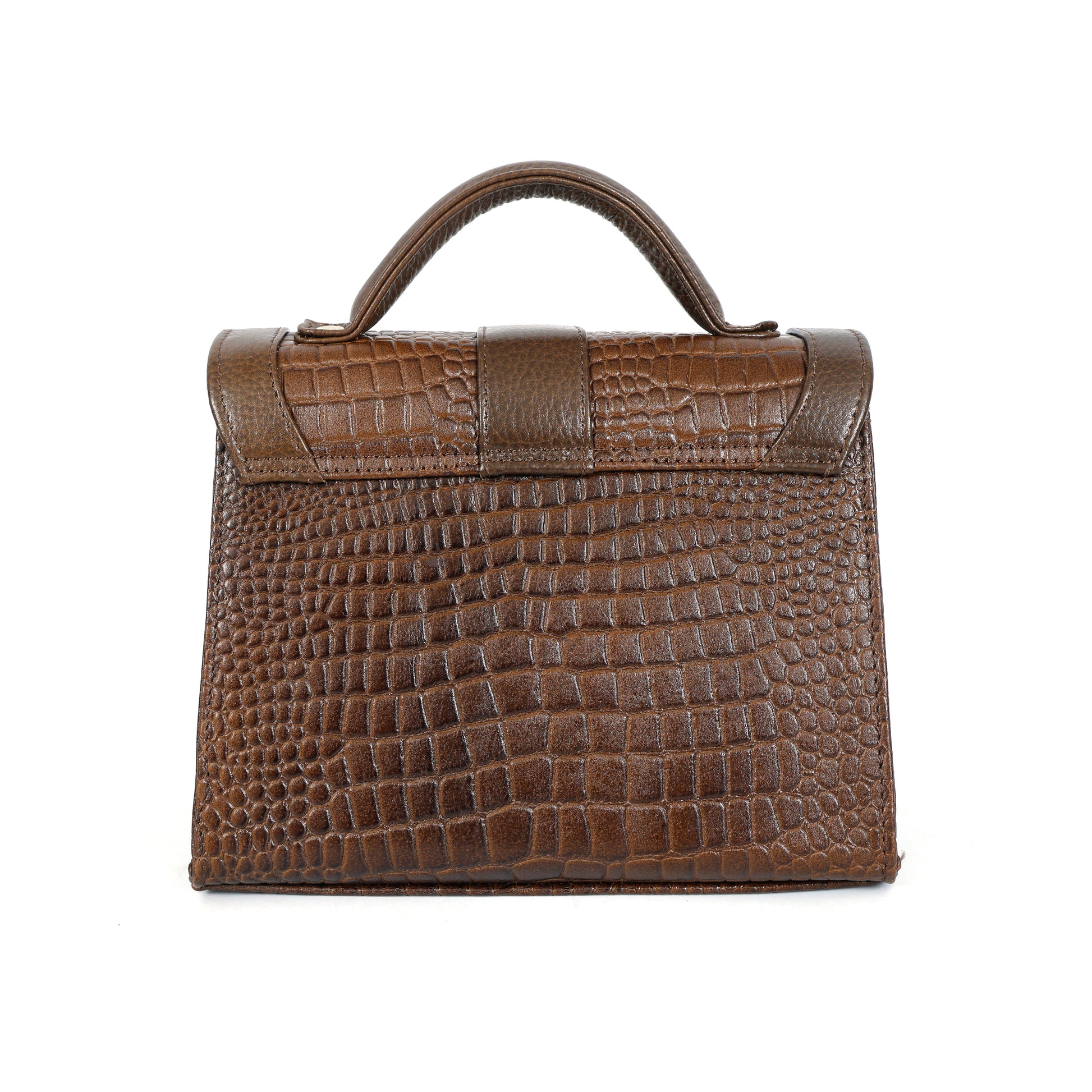 Jasmine Croco Leather Handbag 11 Dark Walnut