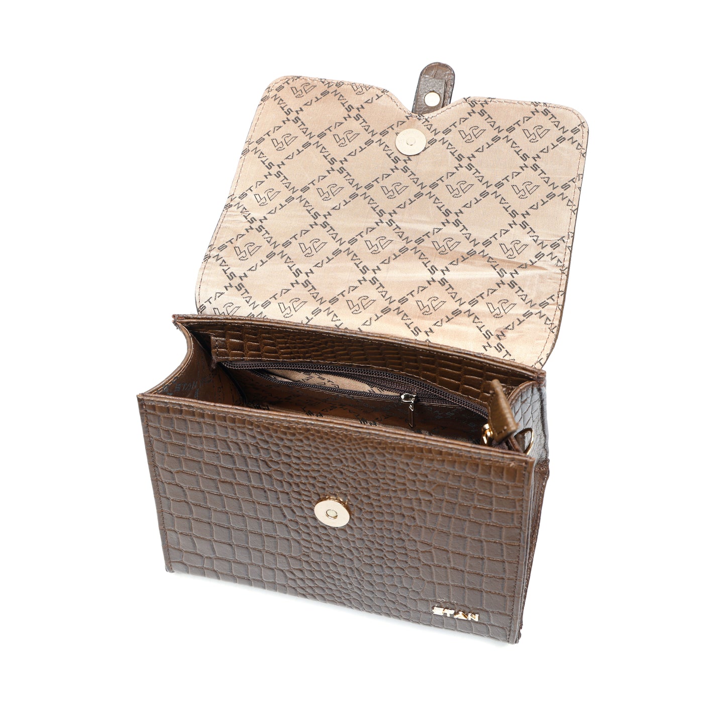 Jasmine Croco Leather Handbag 7 Dark Walnut