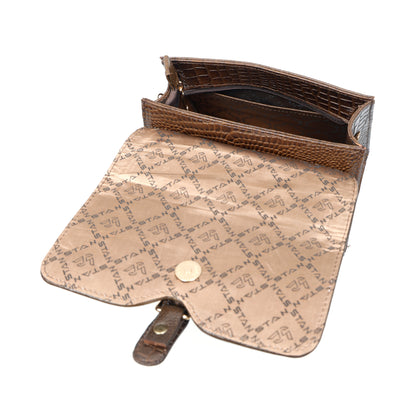 Jasmine Croco Leather Handbag 6 Dark Walnut