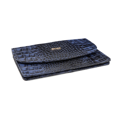 Isabella Elite Evening Clutch-cum-Sling Convertible Bag Flat Lay Steel Blue