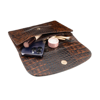 Isabella Elite Evening Clutch-cum-Sling Convertible Bag Inside Burnt Cognac