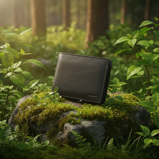 Voltro Mens Full-Grain Leather Wallet with Zip Pocket