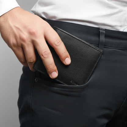 Voltro Mens Full-Grain Leather Wallet with Zip Pocket