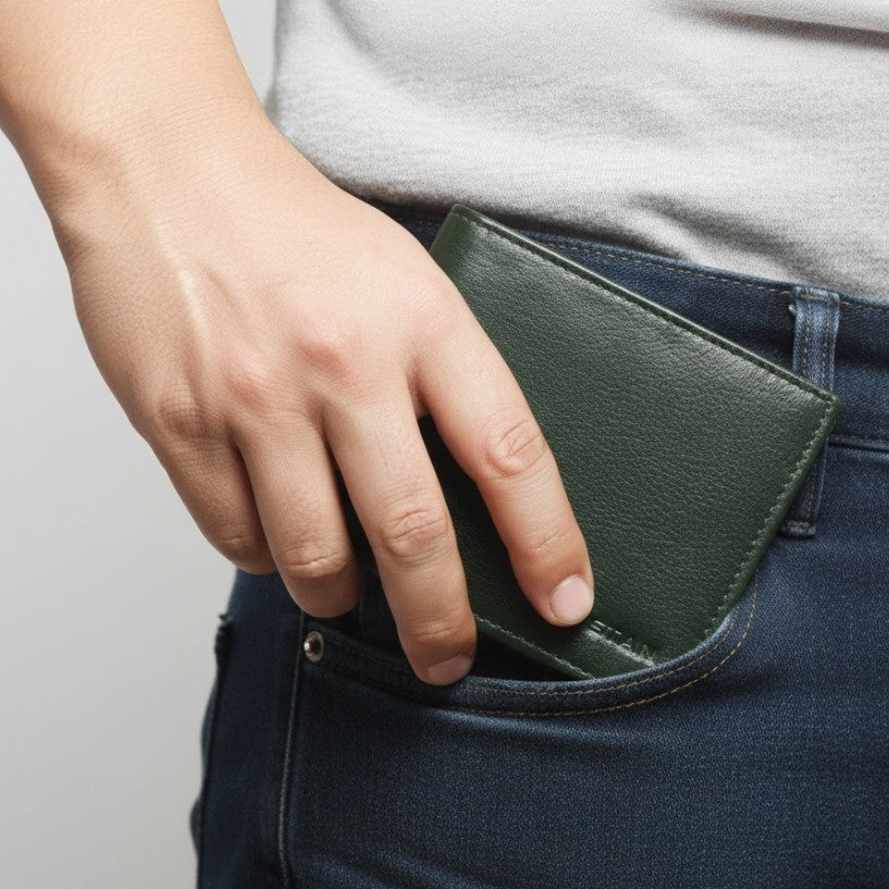 Voltro Mens Full-Grain Leather Wallet with Zip Pocket