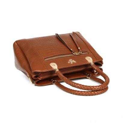 Savina Croco-Pebble Leather Handbag
