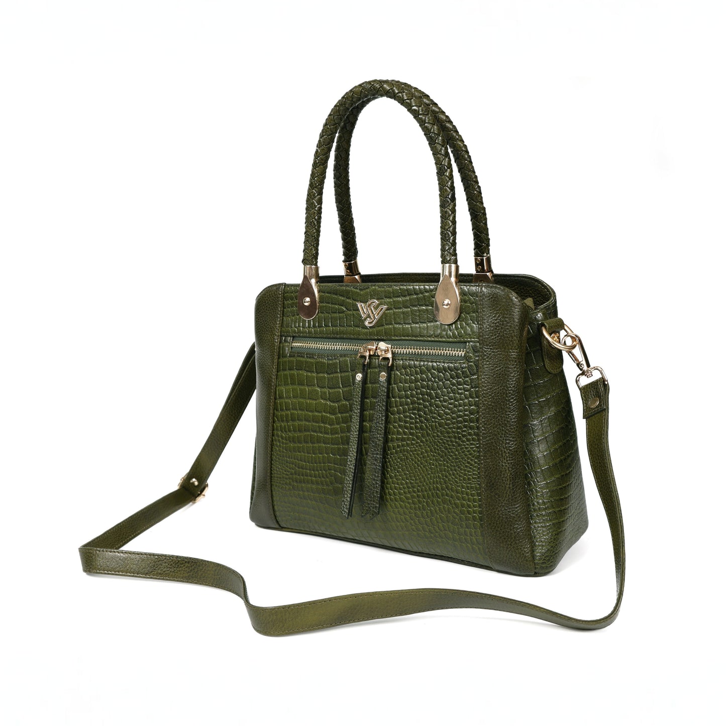 Savina Croco-Pebble Leather Handbag