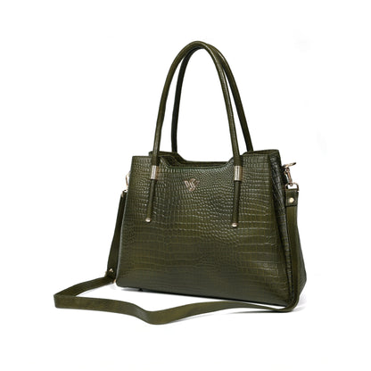 Aveline Dual Handle Croc-Pebble Leather Bag