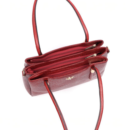 Aveline Dual Handle Croc-Pebble Leather Bag