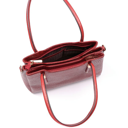 Aveline Dual Handle Croc-Pebble Leather Bag