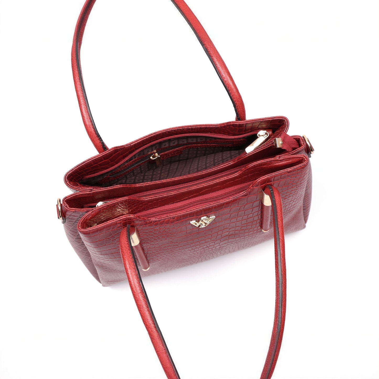 Aveline Dual Handle Croc-Pebble Leather Bag