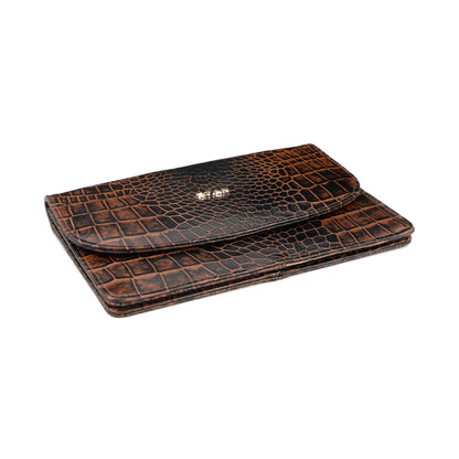 Isabella Elite Evening Clutch-cum-Sling Convertible Bag Flat Lay Burnt Cognac