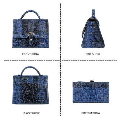 Jasmin Elite by STAN LEATHER Croc Leather Satchel