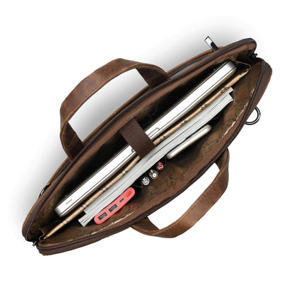 Hudson Vintage Leather Compact Office Laptop Bag for Men Fits Up to 15.6 Inch Laptops