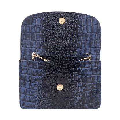 Isabella Elite Evening Clutch-cum-Sling Convertible Bag Front Open Steel Blue