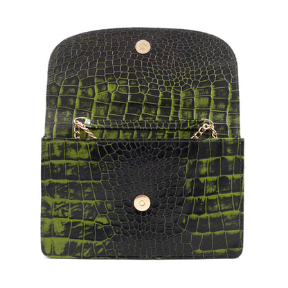 Isabella Elite Evening Clutch-cum-Sling Convertible Bag Open Moss Green