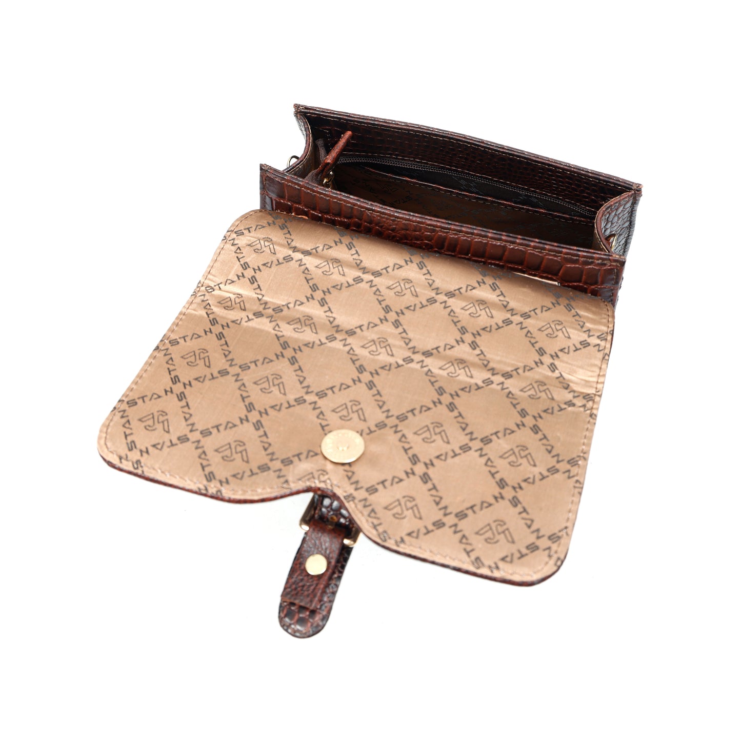 Jasmine Croco Leather Handbag 7 Oxblood Brown