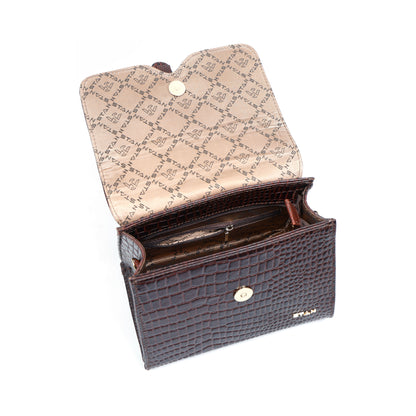 Jasmine Croco Leather Handbag 6 Oxblood Brown