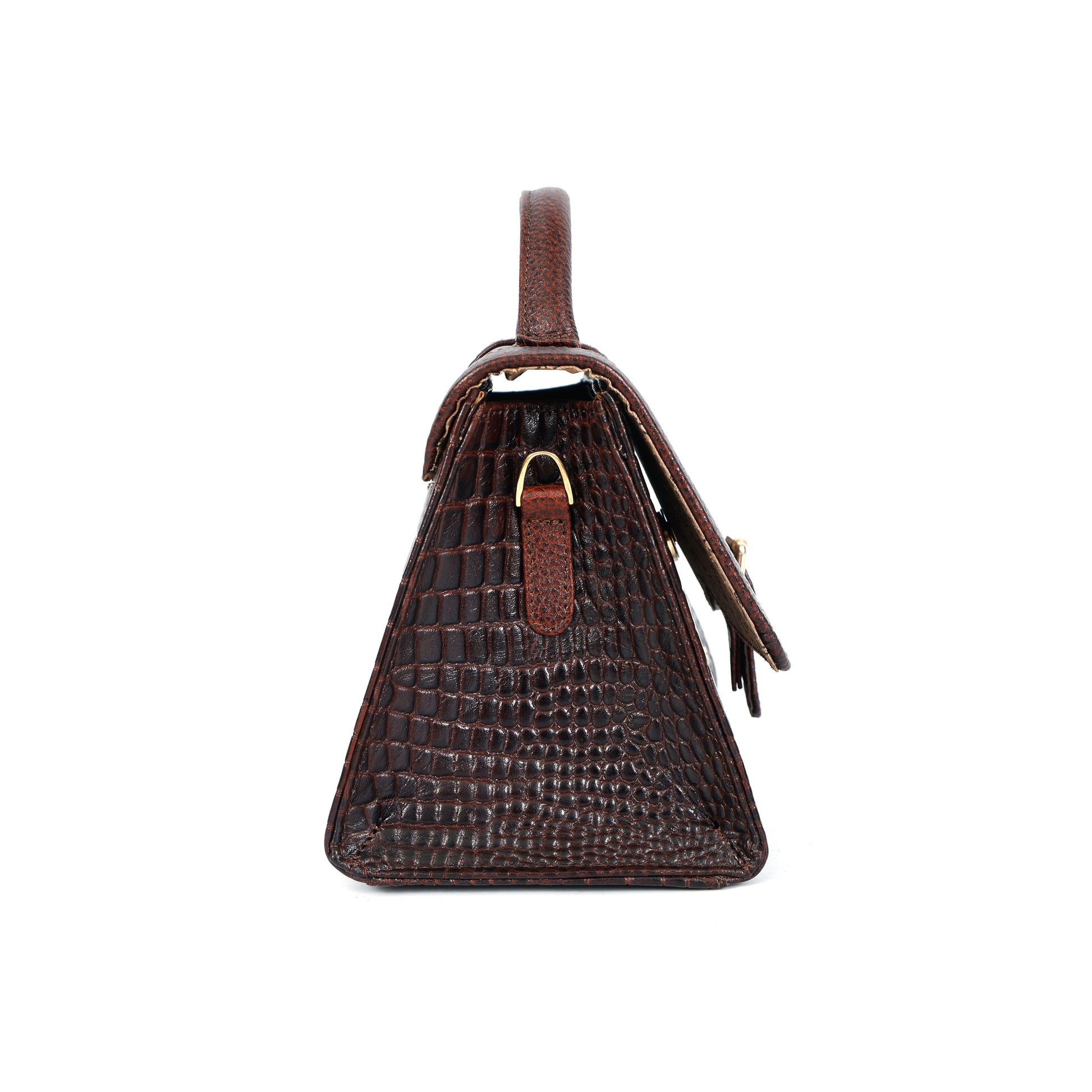 Jasmine Croco Leather Handbag 9 Oxblood Brown