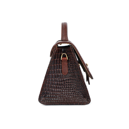 Jasmine Croco Leather Handbag 9 Oxblood Brown