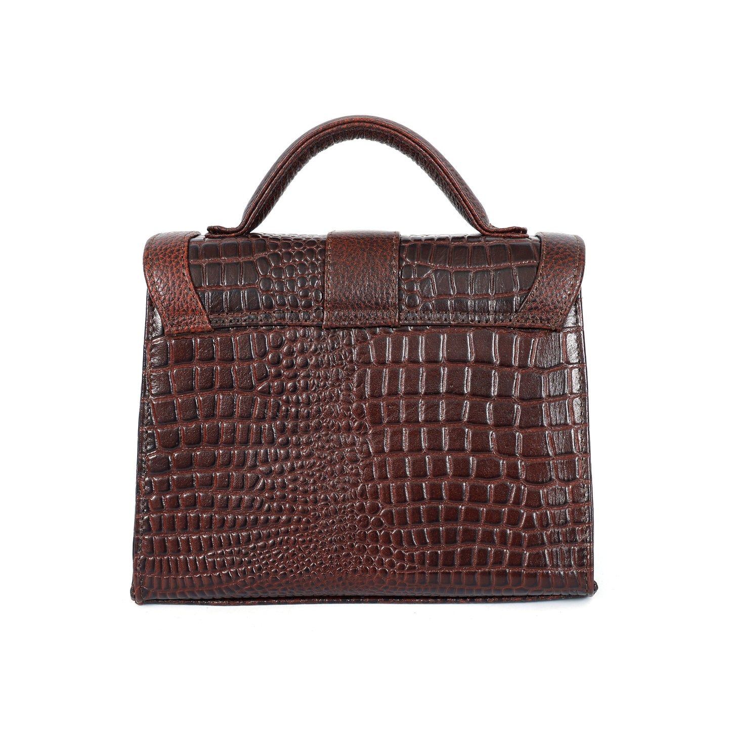 Jasmine Croco Leather Handbag 11 Oxblood Brown