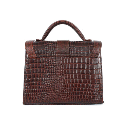 Jasmine Croco Leather Handbag 11 Oxblood Brown