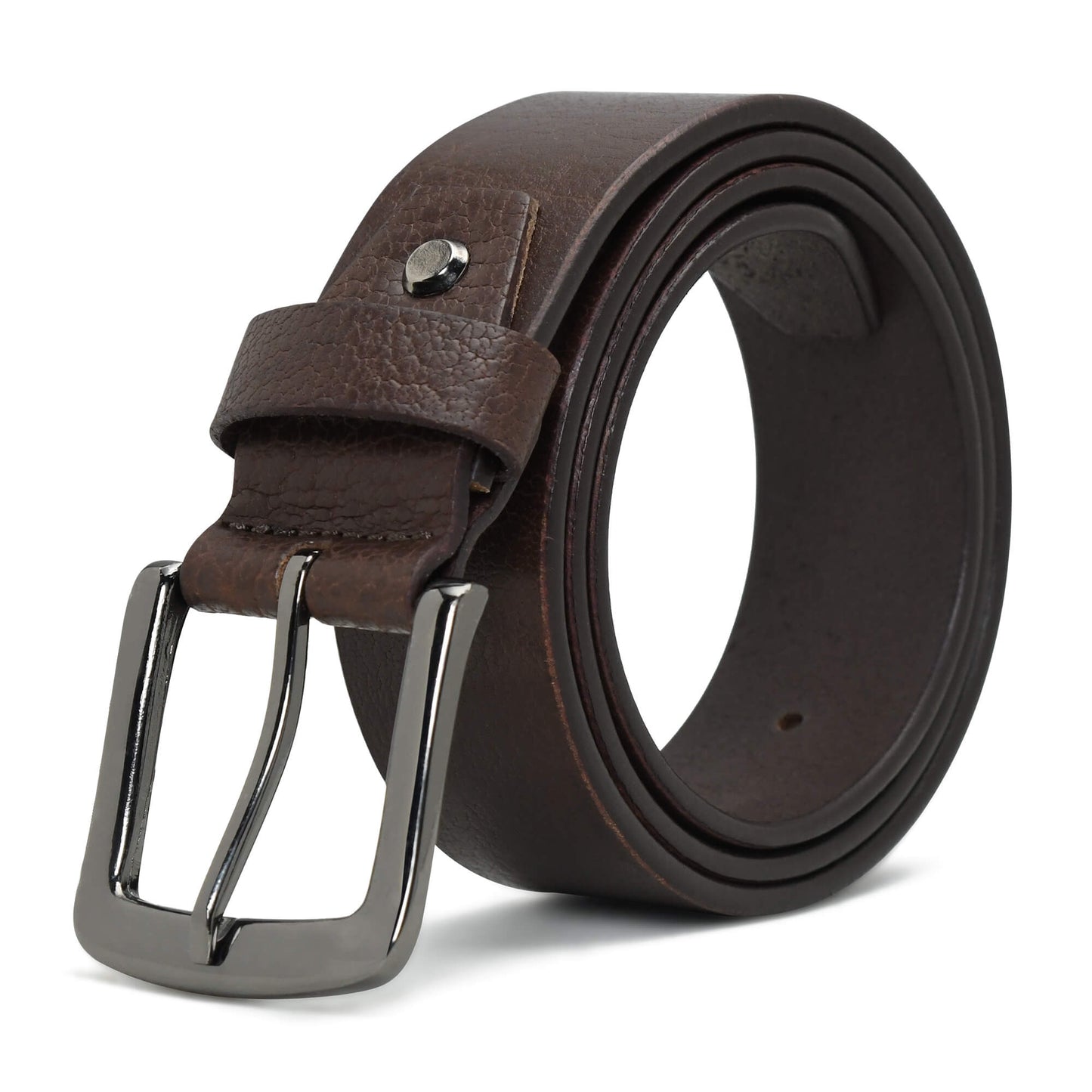 Alden Mens Milled Full Grain Leather Belt Black Nickel Buckle Finish Chocolate Brown