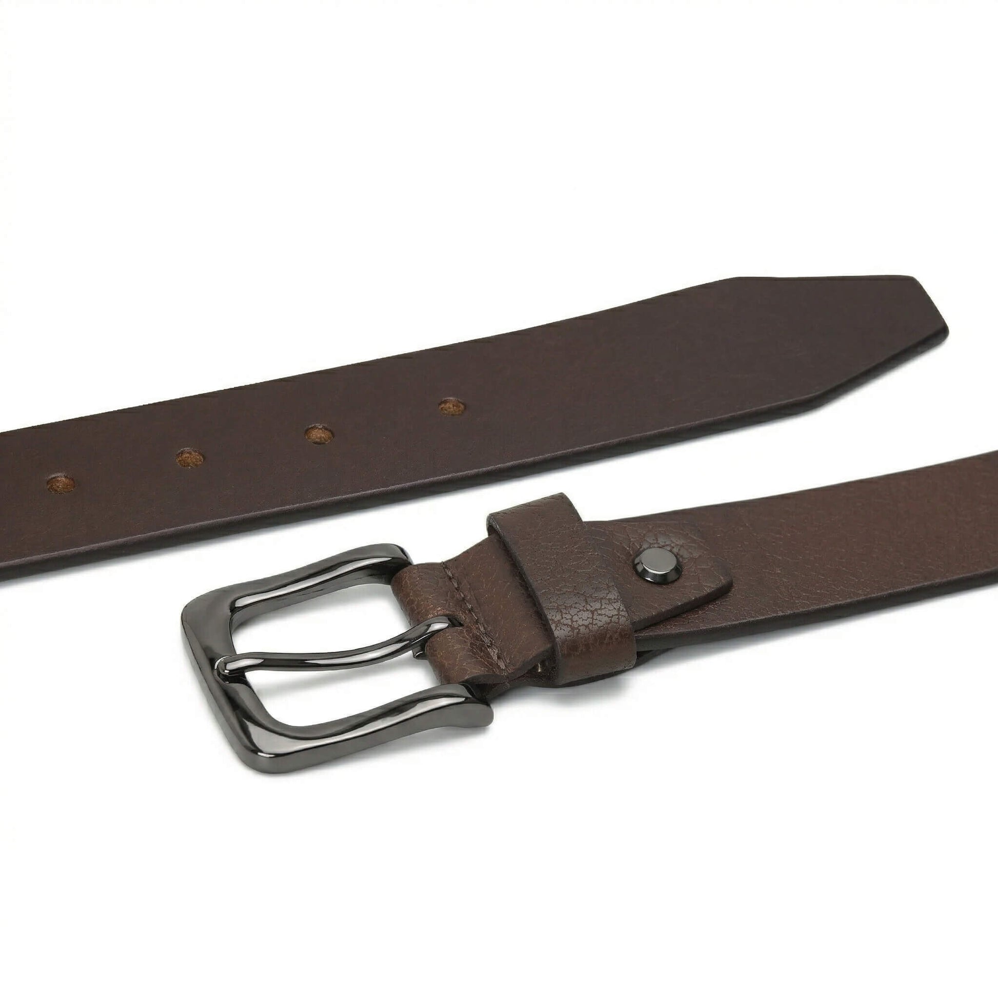 Alden Mens Milled Full Grain Leather Belt Buckle Chocolate Brown