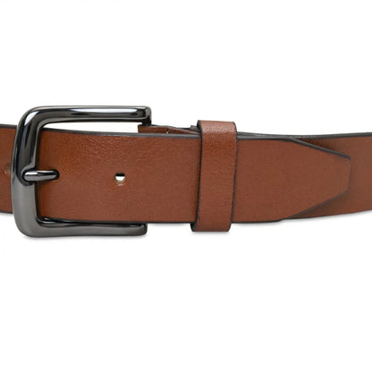 Alden Mens Milled Full Grain Leather Belt Buckle Tan