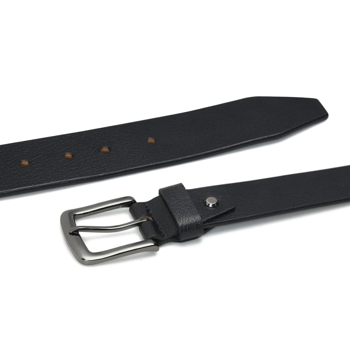 Alden Mens Milled Full Grain Leather Belt Flat Lay Black