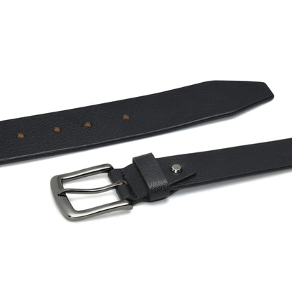 Alden Mens Milled Full Grain Leather Belt Flat Lay Black
