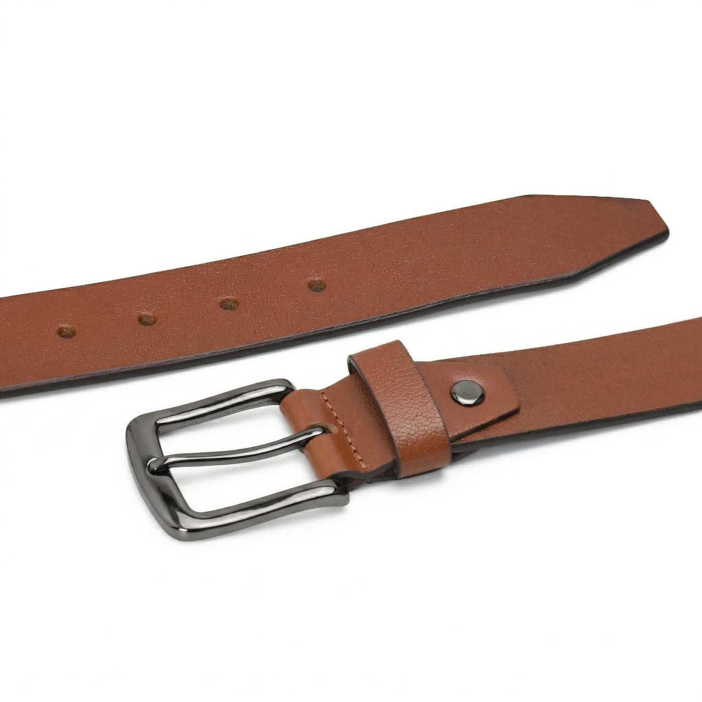 Alden Mens Milled Full Grain Leather Belt Flat Lay Tan